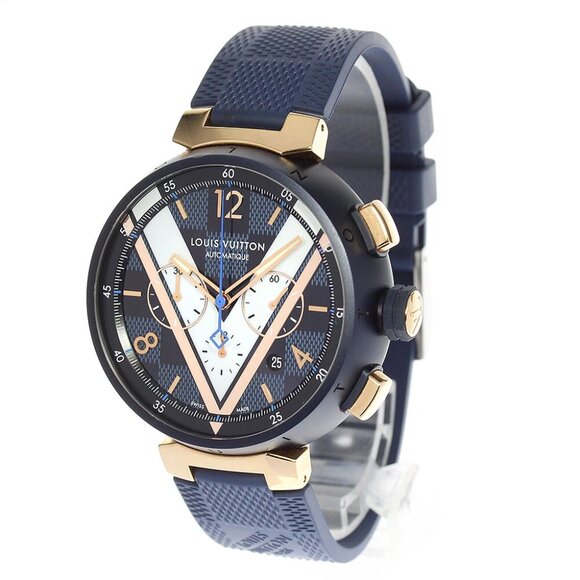 LOUIS VUITTON Tambour Damier Cobalt QA090 Chronograph Automatic Men's_823275 - Picture 1 of 7